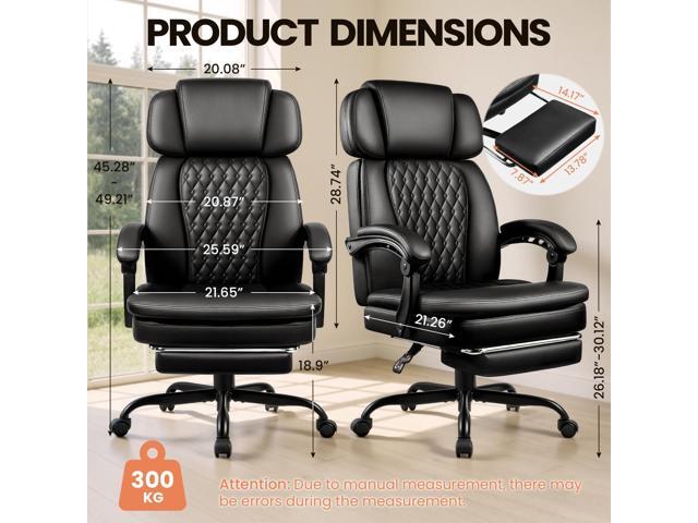 TAVATA Big and Tall Office Chair 400lbs, Executive Office Chair with Footrest, Adjustable Headrest, High Back Ergonomic Desk Chair PU Leather...