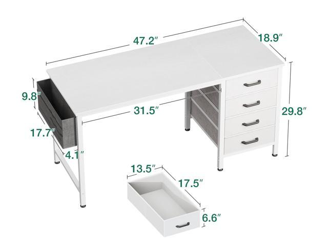 Casaottima 48-Inch Computer Desk with 4 Fabric Drawers Home Office Desks with Storage, Writing Desk with Side Hook and Cloth Bag, Modern...