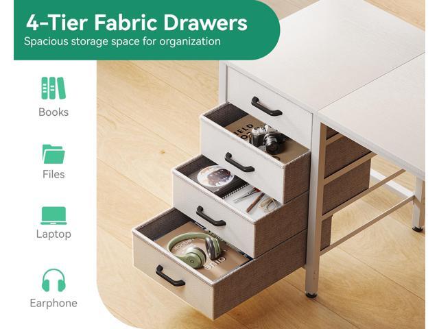 Casaottima 48-Inch Computer Desk with 4 Fabric Drawers Home Office Desks with Storage, Writing Desk with Side Hook and Cloth Bag, Modern...