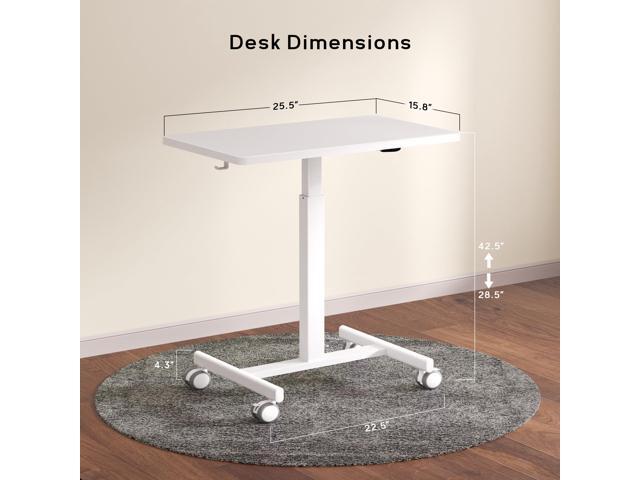Mobile Standing Desk, Small Standing Rolling Desk, Portable Laptop Desk with Lockable Wheels, Computer Workstations, Adjustable Height, White