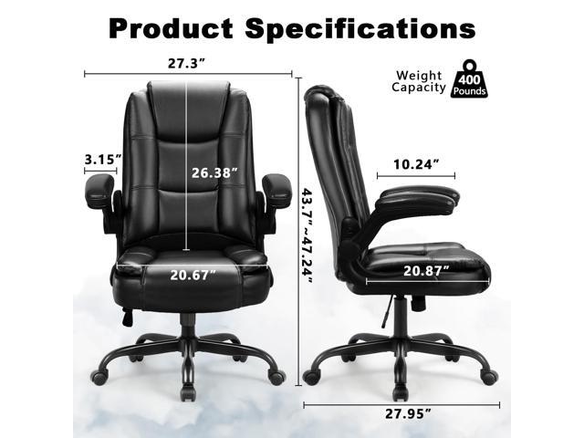 OFIKA Big and Tall Office Chair Computer Desk Chair - Ergonomic High Back Lumbar Support Home Office Chair with Padded Flip-up Arms, Adjustable...
