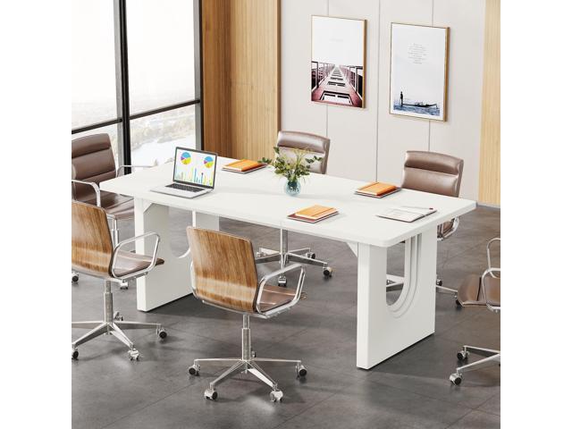 Tribesigns Modern Executive Desk, 70.9' Large Office Computer Desk, Conference Table Meeting Room Table, Simple White Workstation Business...