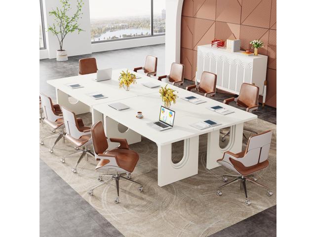Tribesigns Modern Executive Desk, 70.9' Large Office Computer Desk, Conference Table Meeting Room Table, Simple White Workstation Business...