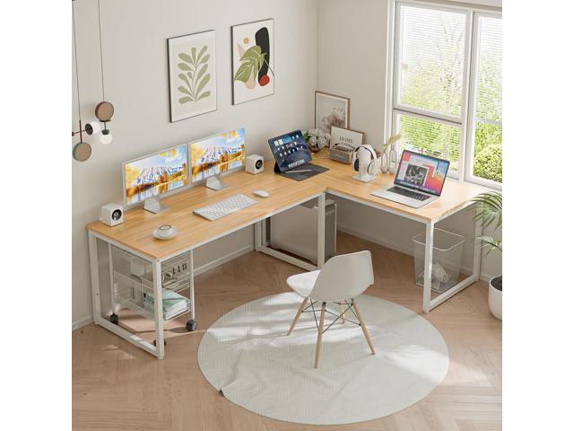 ZenStyle Computer Desk 55' Large Office Desk Computer Table Laptop PC Simple Study Writing Desk for Home Office, Light Brown