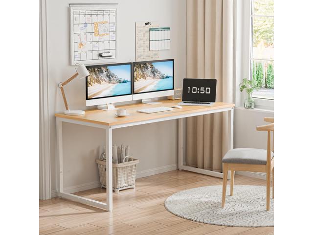 ZenStyle Computer Desk 55' Large Office Desk Computer Table Laptop PC Simple Study Writing Desk for Home Office, Light Brown