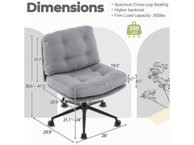 VINGLI Criss Cross Cloud Seat,Comfy Corduroy Cross Legged Office Desk Chair with/no Wheels,Cute Vanity Stool, Adjustable Wide Seat,Modern Swivel...