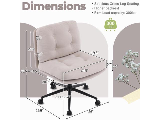 VINGLI Criss Cross Cloud Seat,Comfy Corduroy Cross Legged Office Desk Chair with/no Wheels,Cute Vanity Stool, Adjustable Wide Seat,Modern Swivel...