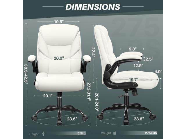 FelixKing Leather Office Chair, Small PU Ergonomic Desk Chair, Comfy Computer Chair with Wheels and Flip-up Armrests, Adjustable Height Mid Back...