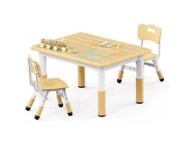 Kids Table and 2 Chairs Set, Height Adjustable Toddler Table and Chair Set, Graffiti Desktop, Classroom/Daycare/Home, Children Multi-Activity Table...