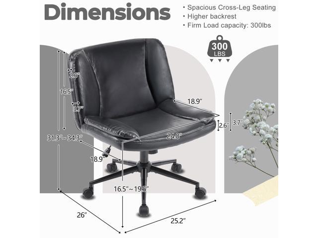VINGLI Criss Cross Thick Padded Armless Comfy Desk Chair with Dual-Purpose Base,Adjustable Swivel Modern Vanity Chair,Rolling for Home Office,...