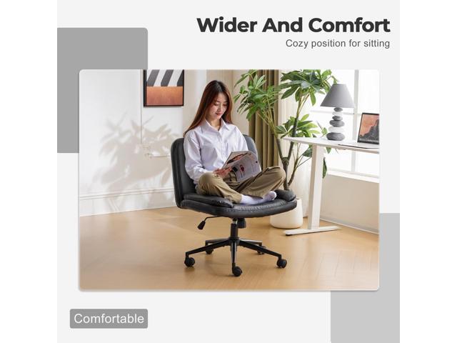 VINGLI Criss Cross Thick Padded Armless Comfy Desk Chair with Dual-Purpose Base,Adjustable Swivel Modern Vanity Chair,Rolling for Home Office,...