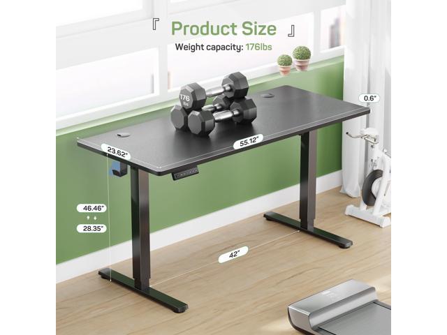Electric Height Adjustable Standing Desk, 55x24 Inches, Ergonomic Sit-to-Stand Rising Computer Table for Home Office