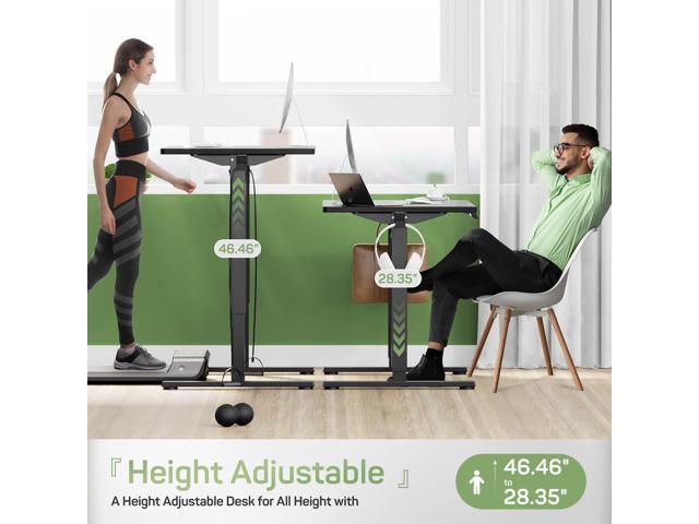 Electric Height Adjustable Standing Desk, 55x24 Inches, Ergonomic Sit-to-Stand Rising Computer Table for Home Office