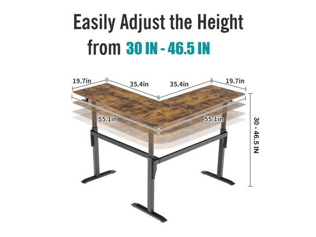 UNICOO L Shaped Crank Height Adjustable Standing Desk, Sit to Stand up Corner Desk, L-Shaped Standing Workstation (XJH-LC-2 Packages) (Rustic Brown)