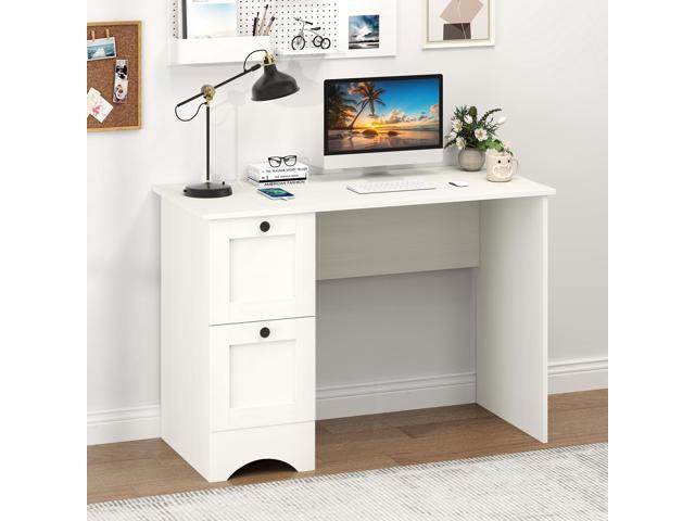 Giantex Computer Desk with 2 Drawers, 43 Wooden Home Office Desk with Charging Station, Compact Study Writing Desk, Modern Laptop PC Desk Computer...