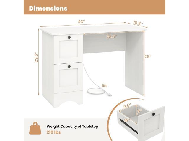 Giantex Computer Desk with 2 Drawers, 43 Wooden Home Office Desk with Charging Station, Compact Study Writing Desk, Modern Laptop PC Desk Computer...