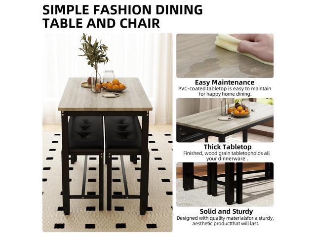 Dining Table Set for 4, Wood Kitchen Table & Chair with 2 Upholstered Benches for Breakfast Nook and Small Space, Grey