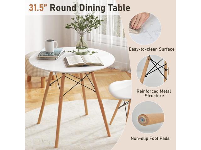 Tangkula Round Dining Table Set for 4, Modern Circle Kitchen Table & 4 Chairs with Ergonomic Seats and Solid Wood Legs, 5-Piece Dining Room Set for...