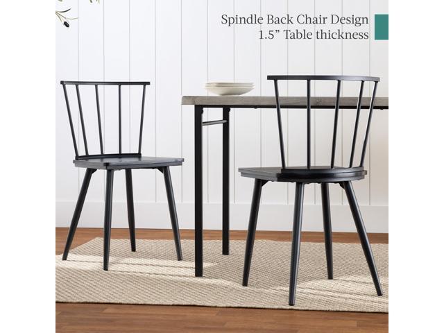 Best Choice Products 4-Piece Farmhouse Dining Table Set w/ 2 Black Spindle Chairs, Dining Bench, Kitchen Table, Windsor Chairs - Gray