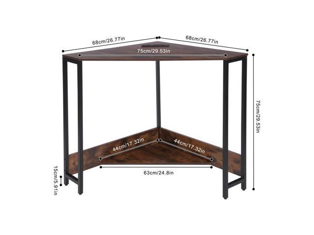 Corner Small Desk with Outlets, Triangle Desk with Storage, for Small Space Home Office, Workstation, Living Room, Bedroom (Brown)