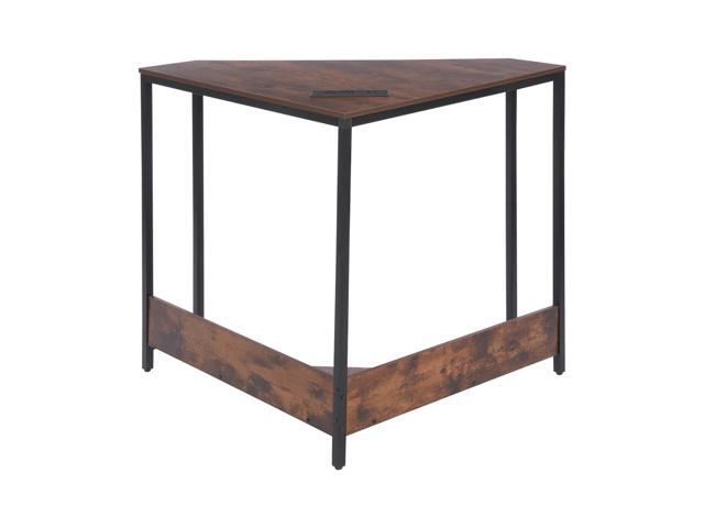 Corner Small Desk with Outlets, Triangle Desk with Storage, for Small Space Home Office, Workstation, Living Room, Bedroom (Brown)