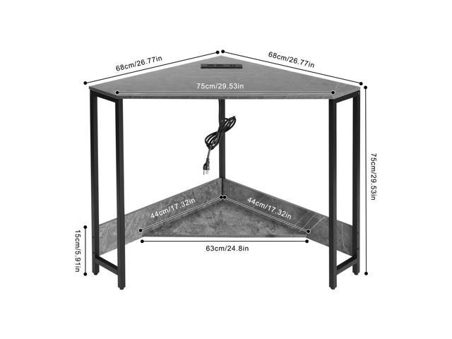 Corner Small Desk with Outlets, Triangle Desk with Storage, for Small Space Home Office, Workstation, Living Room, Bedroom (Grey)