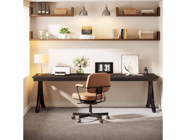 Tribesigns 2 Person Computer Desk, 78.7-Inch Extra Long Desk, Large Double Desk for Two People, Workstation with Stylish Legs (Black)