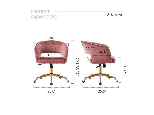 Home Office Chair,Velvet Desk Chair,Ergonomic Adjustable 360 Swivel Vanity Chair for Home, Bedroom, Vanity Study(Rose Red)