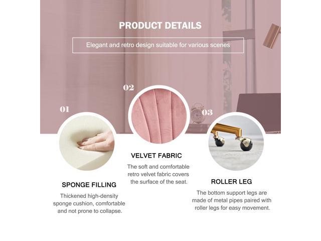 Home Office Chair,Velvet Desk Chair,Ergonomic Adjustable 360 Swivel Vanity Chair for Home, Bedroom, Vanity Study(Rose Red)