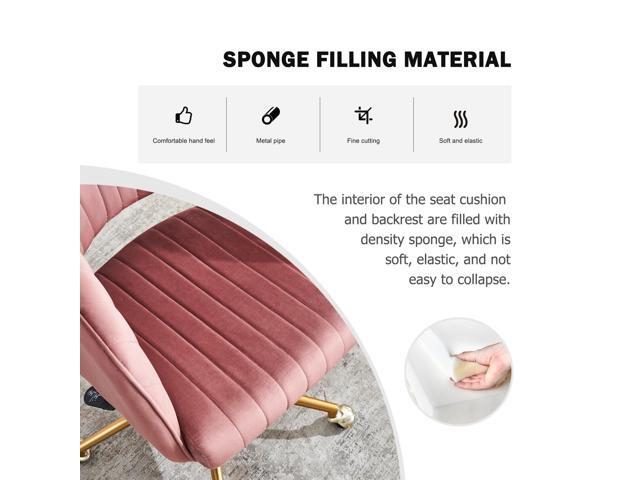 Home Office Chair,Velvet Desk Chair,Ergonomic Adjustable 360 Swivel Vanity Chair for Home, Bedroom, Vanity Study(Rose Red)