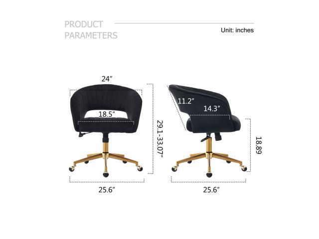 Home Office Chair,Velvet Desk Chair,Ergonomic Adjustable 360 Swivel Vanity Chair for Home, Bedroom, Vanity Study(Black)