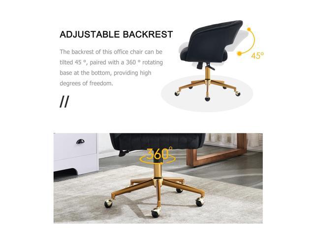 Home Office Chair,Velvet Desk Chair,Ergonomic Adjustable 360 Swivel Vanity Chair for Home, Bedroom, Vanity Study(Black)