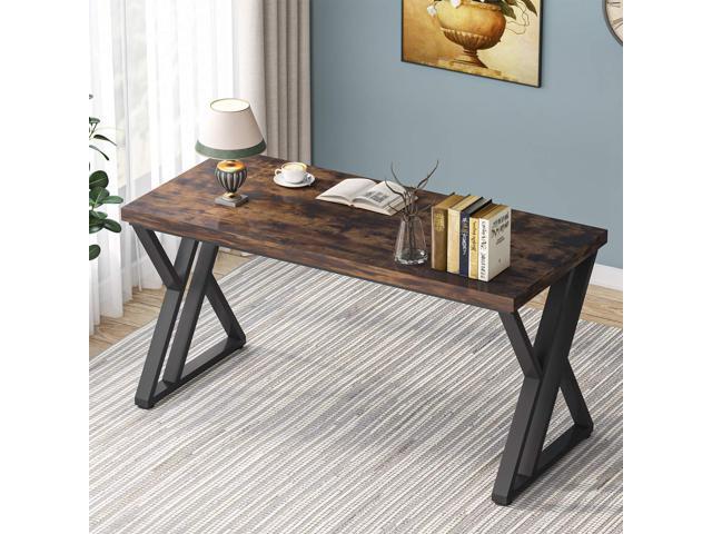 Tribesigns 55-Inch Writing Desk, Computer Office Desk with Metal Legs and Wood Tabletop, Modern Simple Study Table for Writing and Studying,...