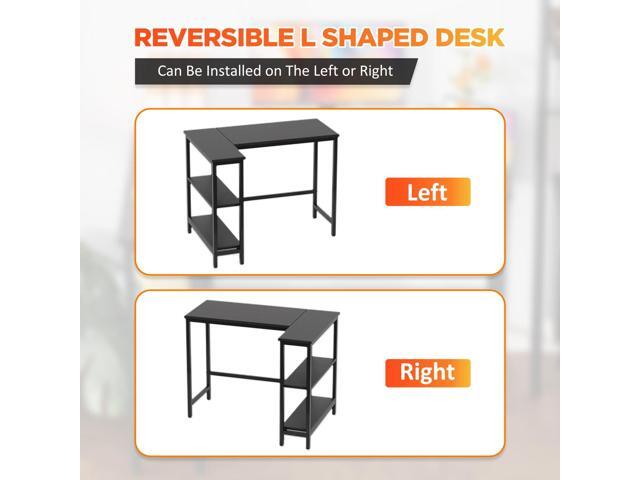 PayLessHere 39 Inch L-Shaped Computer Desk,Gaming Desk with Durable Metal Frame,Corner Desk with Reversible Storage Shelves for Home Office Gaming...