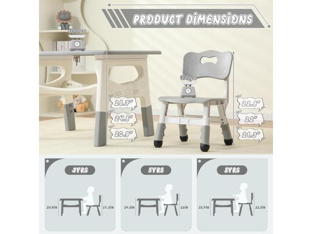 Kids Table and Chairs Set, Large Built-in Storage, Adjustable Toddler Table and Chair Set