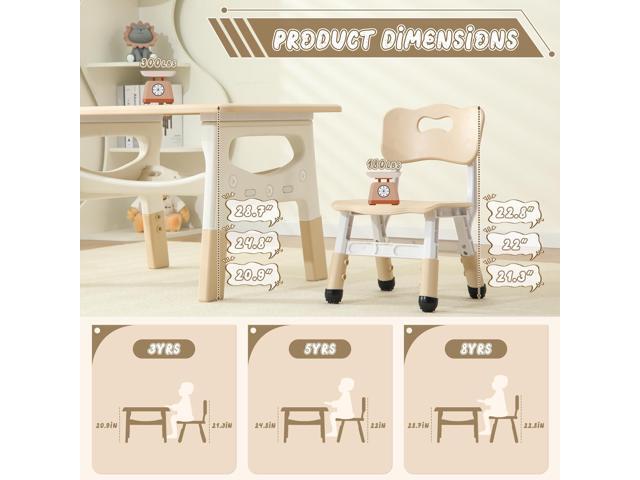 Kids Table and 2 Chairs Set, Large Built-in Storage, Adjustable Toddler Table and Chair Set, Graffiti Desktop Kids Activity Table