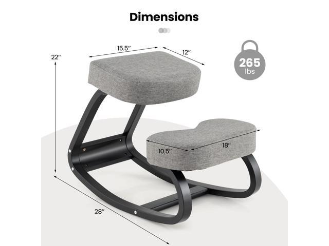 Goplus Ergonomic Kneeling Chair, Rocking Upright Posture Chair with Soft Seat & Knee Pads, Wooden Backless Knee Chair Relieves Neck Back Pain for...