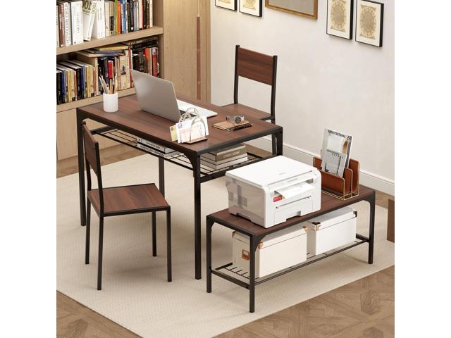 Tangkula Dining Table Set for 4, Kitchen Table and 2 Chairs for 4 with Bench, Additonal Storage Rack, 4 Piece Dining Table Set for Small Space,...