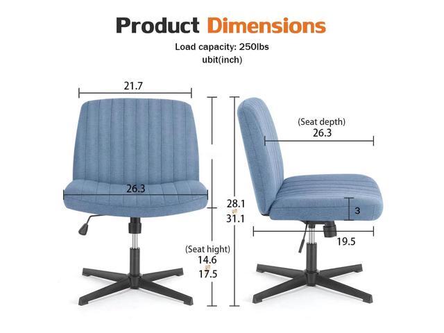 Criss Cross Chair, Armless Desk Chair no Wheels, Cross Legged Office Chair, Swivel Vanity Chair, Height Adjustable Wide Seat Computer Task Chair...