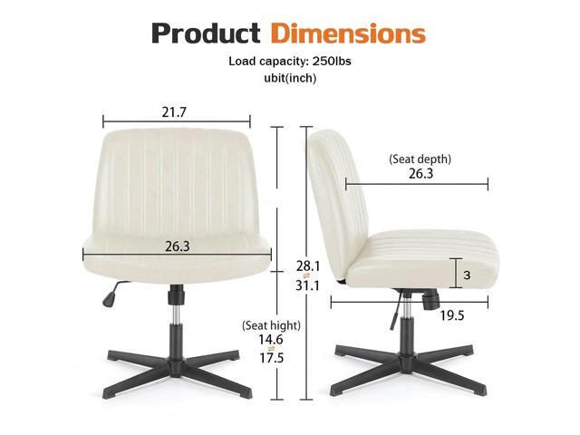 Criss Cross Chair, Armless Desk Chair no Wheels, Cross Legged Office Chair, Swivel Vanity Chair, Height Adjustable Wide Seat Computer Task Chair...