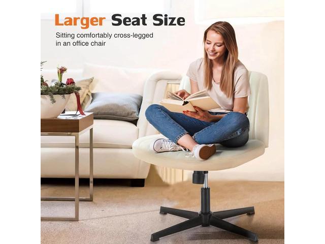 Criss Cross Chair, Armless Desk Chair no Wheels, Cross Legged Office Chair, Swivel Vanity Chair, Height Adjustable Wide Seat Computer Task Chair...