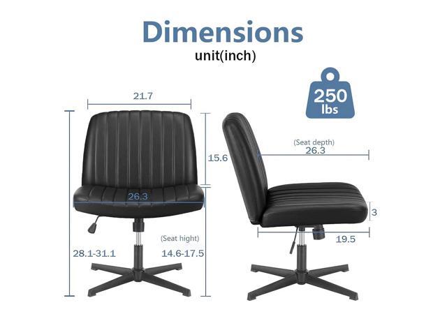 Criss Cross Chair, Armless Desk Chair no Wheels, Cross Legged Office Chair, Swivel Vanity Chair, Height Adjustable Wide Seat Computer Task Chair...