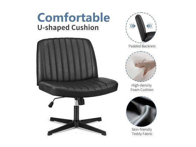 Criss Cross Chair, Armless Desk Chair no Wheels, Cross Legged Office Chair, Swivel Vanity Chair, Height Adjustable Wide Seat Computer Task Chair...