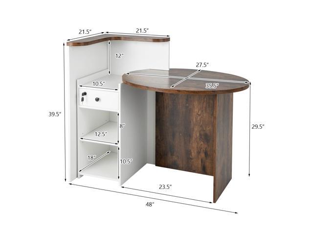 MAT EXPERT Reception Desk, Front Desk with Open Shelves, Lockable Drawer, Round Tabletop, Checkout Counter, Retail Counter, Computer Workstation...