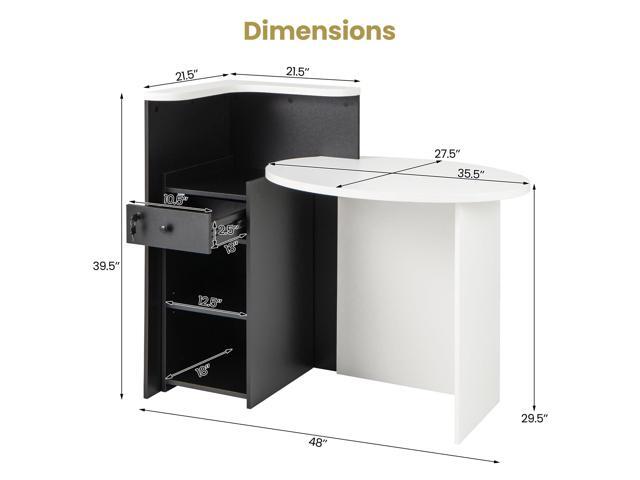 MAT EXPERT Reception Desk, Front Desk with Open Shelves, Lockable Drawer, Round Tabletop, Checkout Counter, Retail Counter, Computer Workstation...