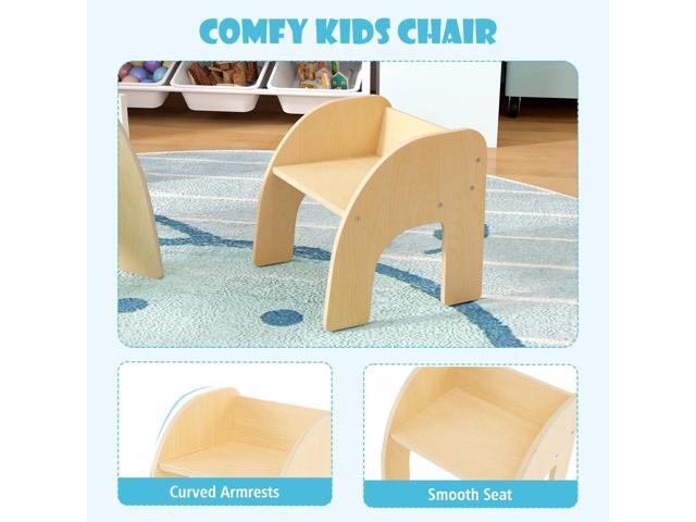 Costzon Kids Table and Chairs, Montessori Weaning Wooden Desk and Chair w/Wide Tabletop, Curved Edges, Space-Saving Design for Kids' Room, Nursery...