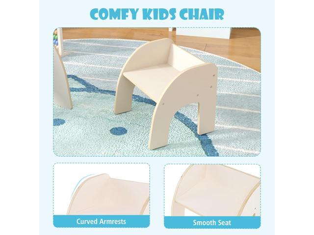 Costzon Kids Table and Chairs, Montessori Weaning Wooden Desk and Chair w/Wide Tabletop, Curved Edges, Space-Saving Design for Kids' Room, Nursery...