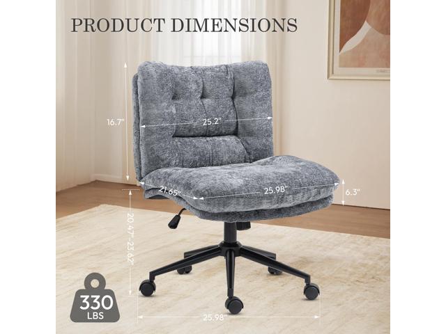Dowinx Criss Cross Chair with Wheels, Dual-Layer Thickened Cushion, Premium Fabric Morden Home Vanity Chair Wide Seat, Ash Gray