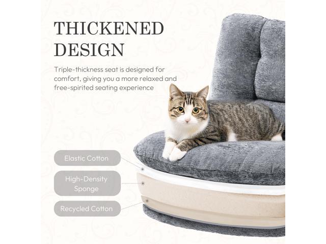 Dowinx Criss Cross Chair with Wheels, Dual-Layer Thickened Cushion, Premium Fabric Morden Home Vanity Chair Wide Seat, Ash Gray