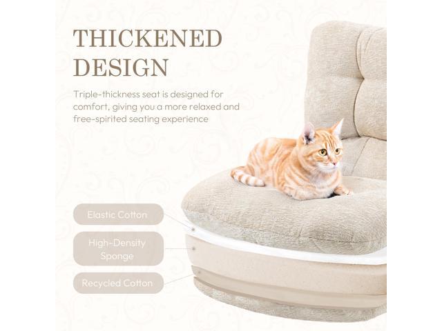 Dowinx Criss Cross Chair with Wheels, Dual-Layer Thickened Cushion, Premium Fabric Morden Home Vanity Chair Wide Seat, Ivory Beige